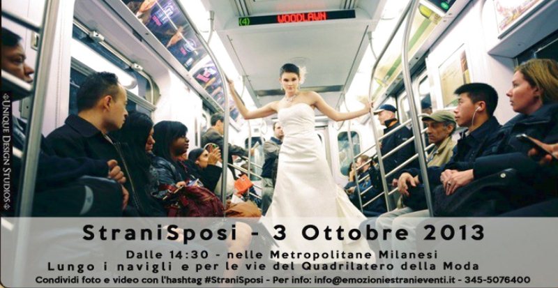 StraniSposi sfilano per le metropolitane e le strade di Milano 3 ottobre 2013